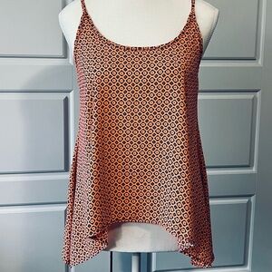 Soprano‎ Women’s Small Geometric Print Orange & Blue Flowing Tank Top